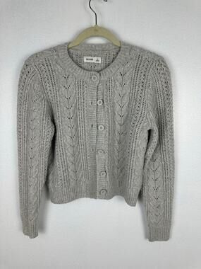 Hollister Women's Gray Comfy Cloud Open Cable-Knit Cardigan Medium Preppy